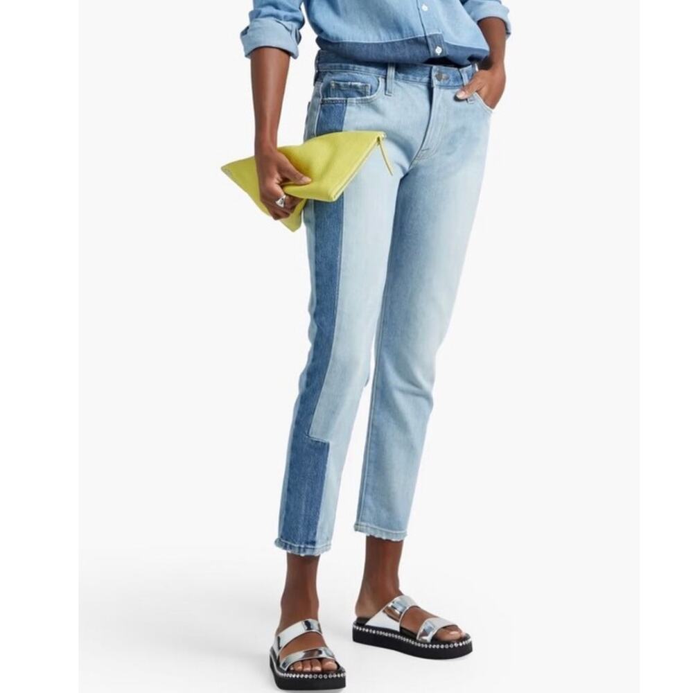 Frame Le Garcon Unmatched Color Block Straight Leg Jeans 28